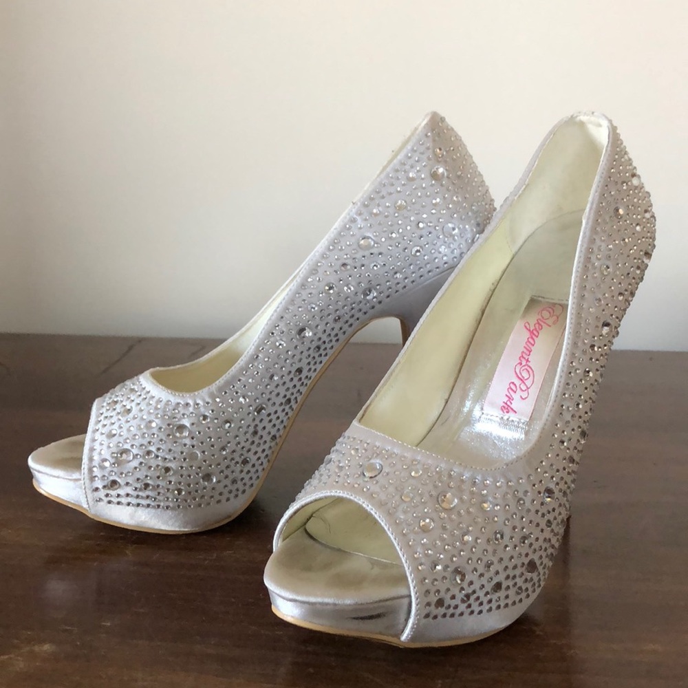 Silver rhinestone Heels